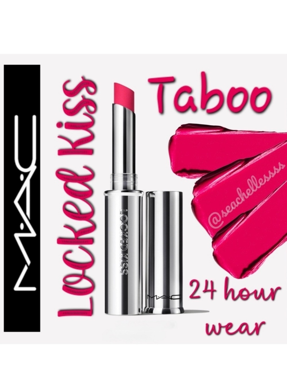 MAC Cosmetics Locked Kiss Lipstick Taboo Brand New In Box Full Size Neonic Pink